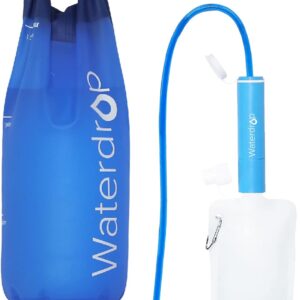 Waterdrop Gravity Water Filter Straw, Camping Water Filtration System, Water Purifier Survival for Travel, Backpacking and Emergency Preparedness, 1.5 gal Bag, 0.1 Micron, 5 Stage Filtration, Blue