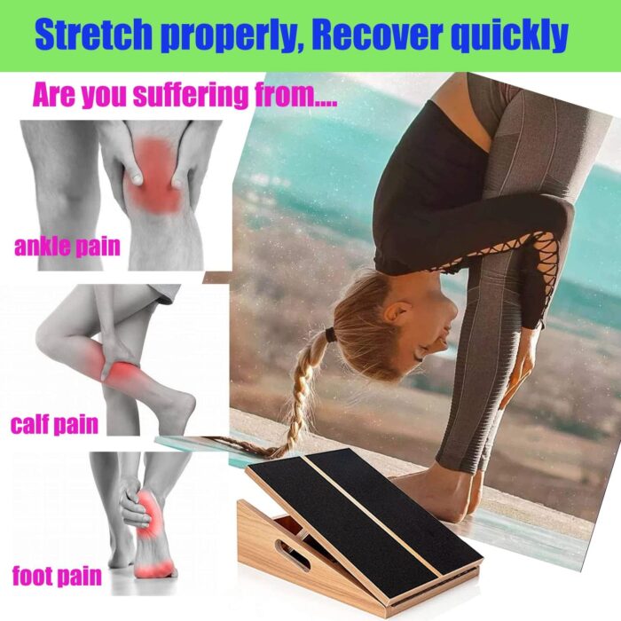 Slant Board for Calf Stretching Squats Calf Stretcher Incline Stretch Adjustable Wooden Wedge Footrest Professional for Knees Ankle Heel Feet Leg - Image 3