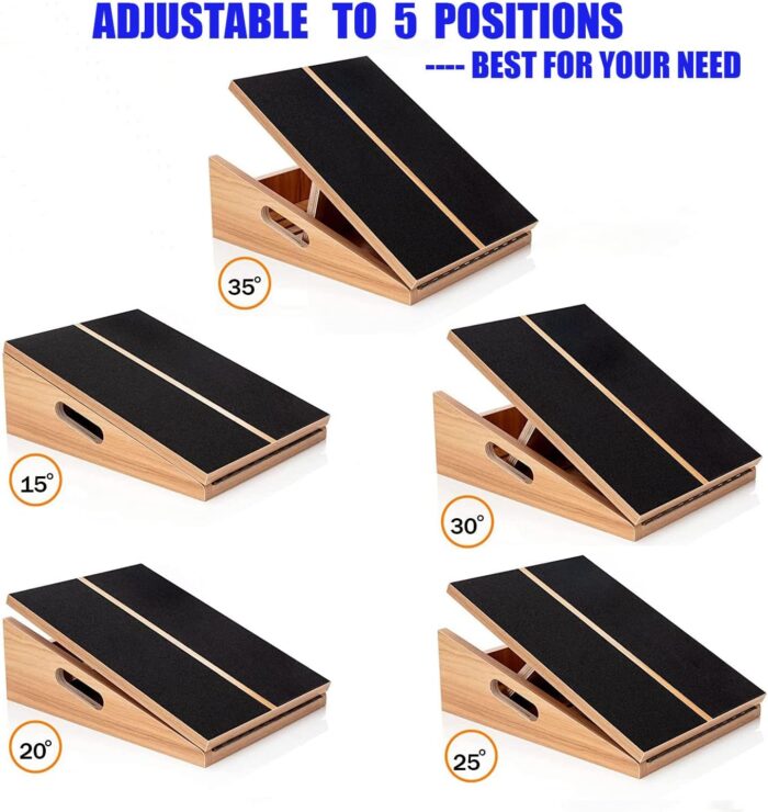 Slant Board for Calf Stretching Squats Calf Stretcher Incline Stretch Adjustable Wooden Wedge Footrest Professional for Knees Ankle Heel Feet Leg - Image 8