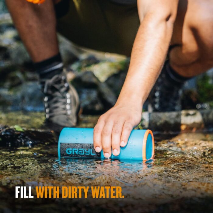 GRAYL GeoPress 24 oz Water Purifier Bottle - Filter for Hiking, Camping, Survival, Travel (Bali Blue) - Image 5