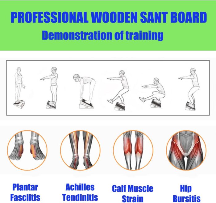 Slant Board for Calf Stretching Squats Calf Stretcher Incline Stretch Adjustable Wooden Wedge Footrest Professional for Knees Ankle Heel Feet Leg - Image 9