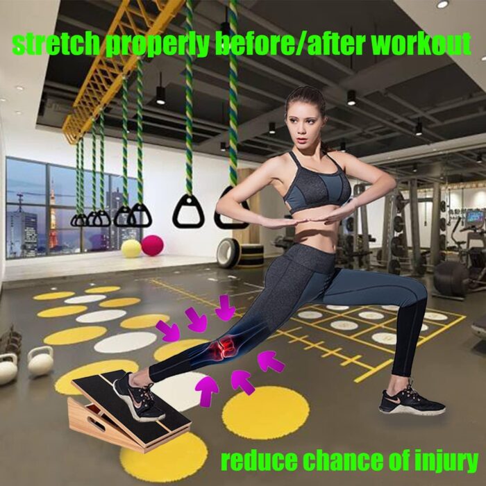 Slant Board for Calf Stretching Squats Calf Stretcher Incline Stretch Adjustable Wooden Wedge Footrest Professional for Knees Ankle Heel Feet Leg - Image 7