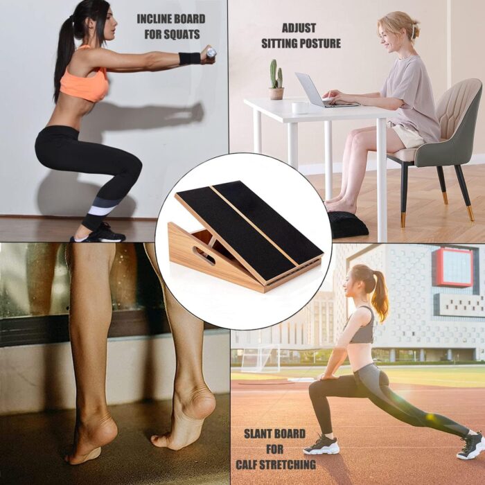 Slant Board for Calf Stretching Squats Calf Stretcher Incline Stretch Adjustable Wooden Wedge Footrest Professional for Knees Ankle Heel Feet Leg - Image 4