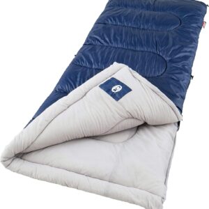 Coleman Brazos 20°F/30°F Adult Sleeping Bag, Cool-Weather Sleeping Bag with No-Snag Zipper & Stuff Sack, Machine Washable