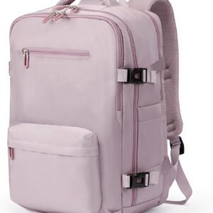 SHRRADOO Travel Laptop Backpack for Women, Casual Work Bag 17inch College Laptop Backpack Airline Approved Backpack for Hiking Business Nurse Bag Casual Daypack for Weekender, Large, Light Pink