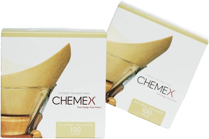 Chemex Bonded Filter - Natural Square - 100 Count (Pack of 2) - Exclusive Packaging