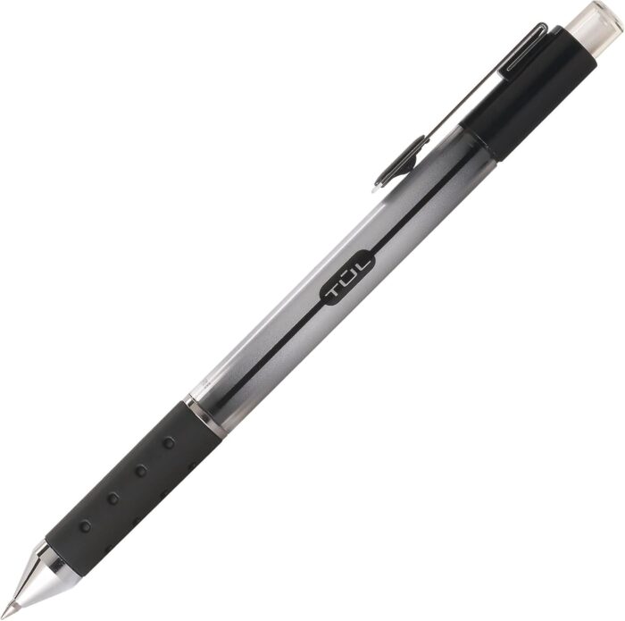 TUL Gel Pens, Retractable, Medium Point, 0.7 mm, Gray Barrel, Black Ink, Pack Of 12 - Image 2