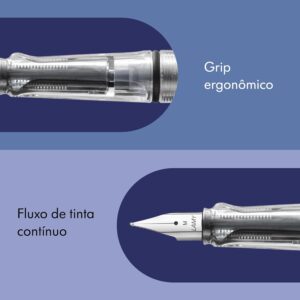 LAMY Transparent Vista Fountain Pen with Medium Nib and Blue Ink (L12M) - Image 2