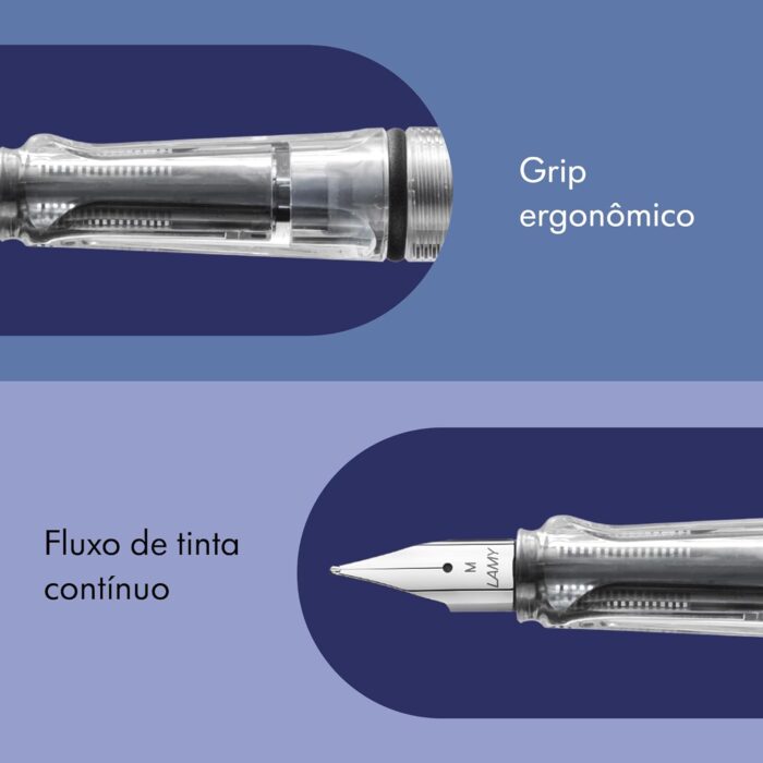 LAMY Transparent Vista Fountain Pen with Medium Nib and Blue Ink (L12M) - Image 2