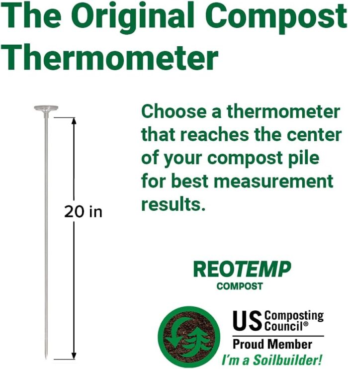 Reotemp 20 Inch Fahrenheit Backyard Compost Thermometer with Digital Composting Guide - Image 4