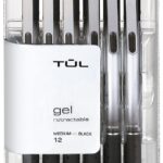 TUL Gel Pens, Retractable, Medium Point, 0.7 mm, Gray Barrel, Black Ink, Pack Of 12