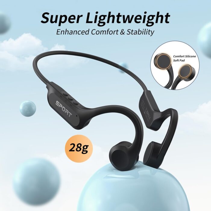 CXK Bone Conduction Headphones Bluetooth 5.3 Open Ear Headphones with Mic, Premium Loud Sound 8Hrs Playtime Bluetooth Headphones, IPX6 Waterproof Sports Headset for Running, Cycling, Walking - Image 4