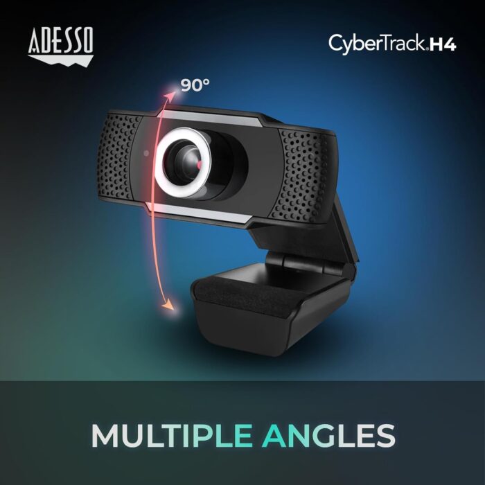 ADESSO CyberTrack H4 Webcam 1080P HD USB Webcam with Built-in Microphone, Black - Image 5