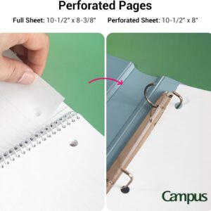 KOKUYO Spiral Notebook, 3 Pack Campus 10-1/2" x 8" Subject Notebooks with College Ruled, 80 Sheets, Pink Blue Green 3 Holes School Spiral Journal for Work Study Note Taking (WSG-SU-400G1×3) - Image 4