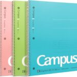 KOKUYO Spiral Notebook, 3 Pack Campus 10-1/2" x 8" Subject Notebooks with College Ruled, 80 Sheets, Pink Blue Green 3 Holes School Spiral Journal for Work Study Note Taking (WSG-SU-400G1×3)