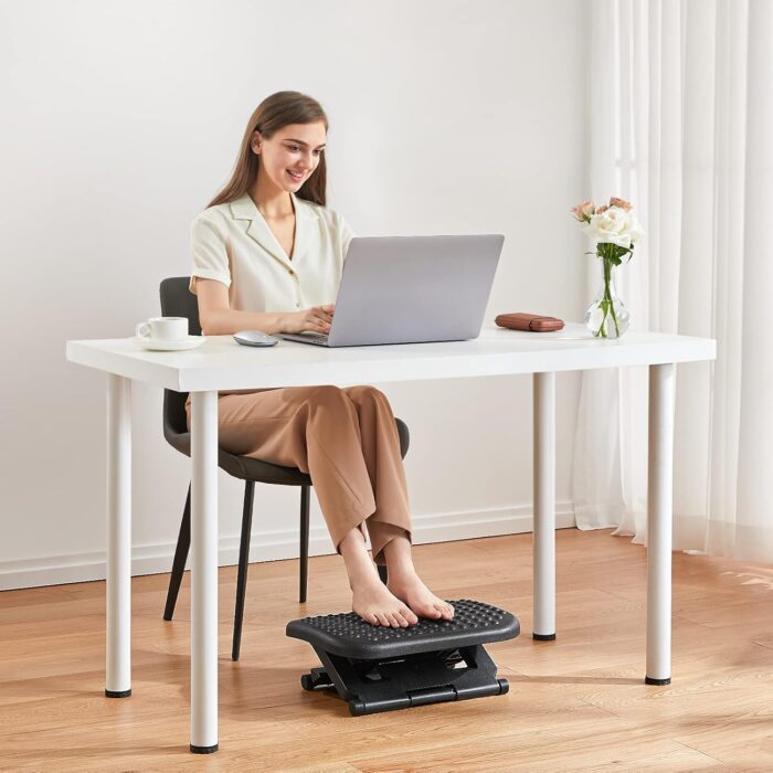 Work with Massage, Foot Stool Under Desk with 3 Height Position & 30 Degree Tilt Angle Adjustment for Home, Office - Image 2