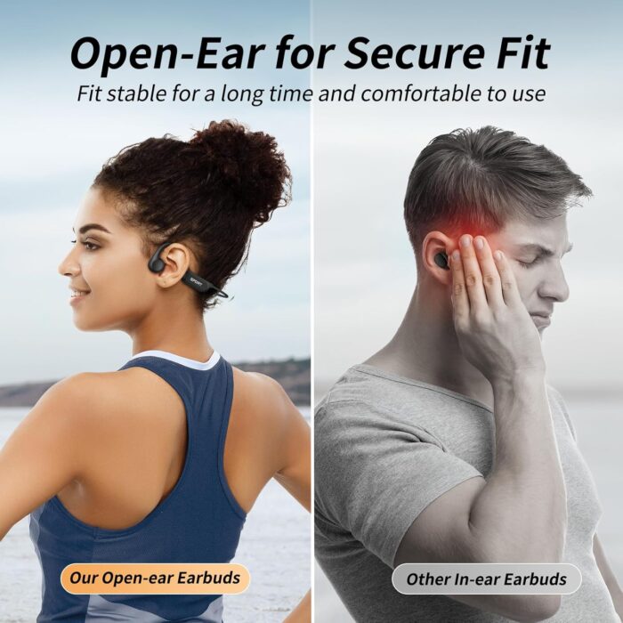 CXK Bone Conduction Headphones Bluetooth 5.3 Open Ear Headphones with Mic, Premium Loud Sound 8Hrs Playtime Bluetooth Headphones, IPX6 Waterproof Sports Headset for Running, Cycling, Walking - Image 3