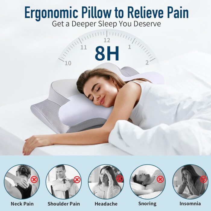 Cervical Pillow for Neck Pain Relief, Contour Memory Foam Pillows for Sleeping Cooling Neck Support Pillow Odorless Ergonomic Pillow Orthopedic Bed Pillow for Side Back Stomach Sleepers - Image 2