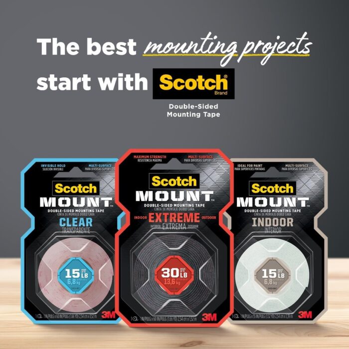 Scotch-Mount Double Sided Mounting Tape Heavy Duty, Black Extreme Mounting Tape, 1 Roll Adhesive Tape, 1 in x 400 in Wall Tape (33.3ft), Our Strongest Tape For Our Toughest Jobs (414H-Long-DC) - Image 8