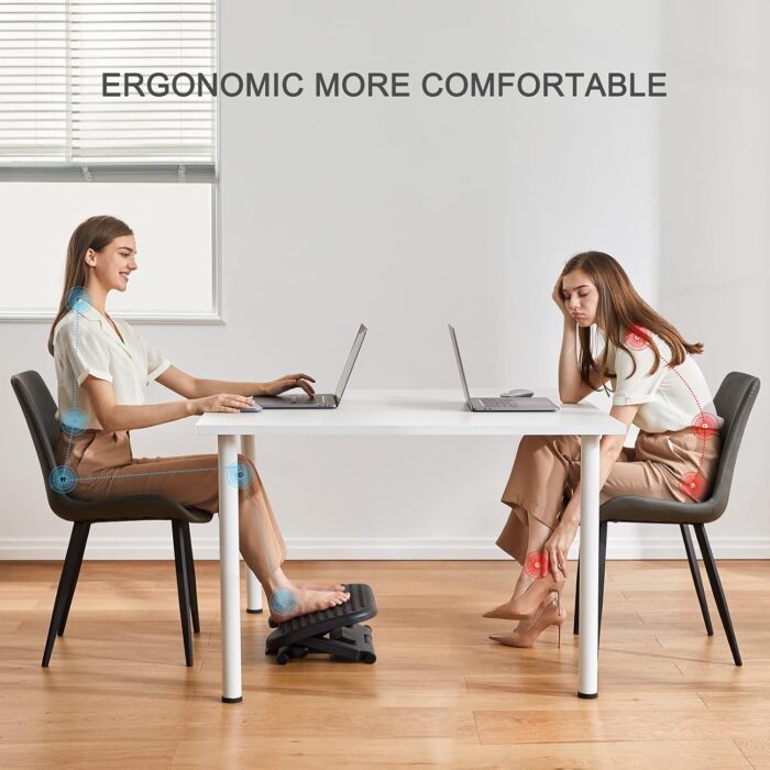 Work with Massage, Foot Stool Under Desk with 3 Height Position & 30 Degree Tilt Angle Adjustment for Home, Office - Image 5
