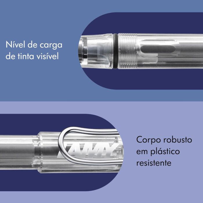 LAMY Transparent Vista Fountain Pen with Medium Nib and Blue Ink (L12M) - Image 5
