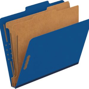 Pendaflex® Classification Folders, 2 Dividers, 2" Fasteners, Letter, Dark Blue, 10/Box (24132P)