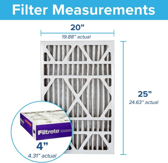 Filtrete 20x25x4 AC Furnace Air Filter, MPR 1550, MERV 12, Fits Lennox & Honeywell, Allergen, Bacteria & Virus, Electrostatic Air Cleaning Filter, 2-Pack (actual size 19.88 x 24.63 x 4.31) - Image 5