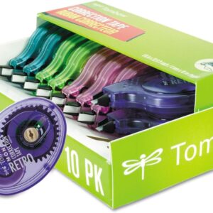 Tombow 68723 MONO Original Correction Tape, Asst RetroColor Applicators, 1/6-Inch x 394-Inch, 10/Pack