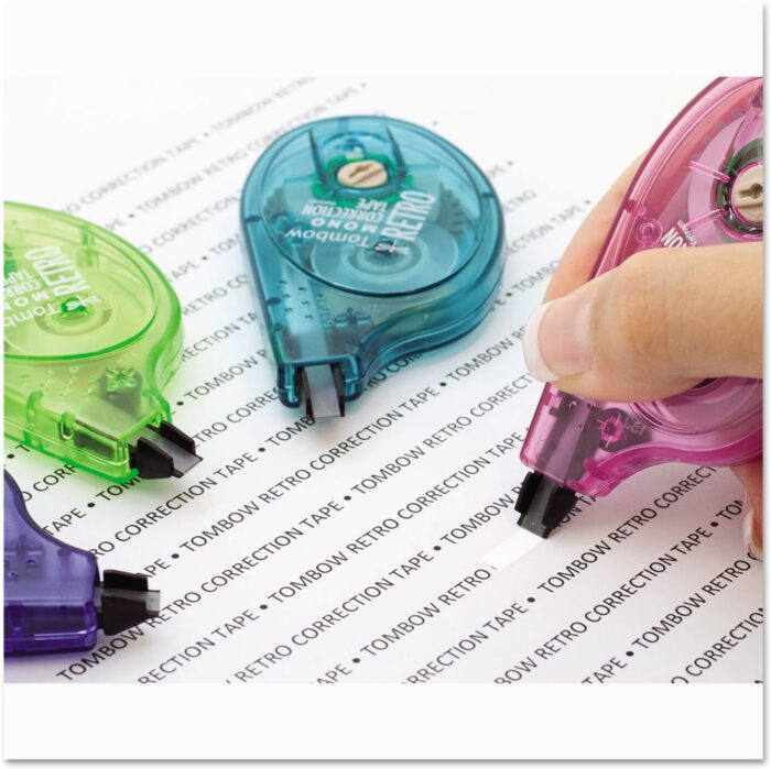 Tombow 68723 MONO Original Correction Tape, Asst RetroColor Applicators, 1/6-Inch x 394-Inch, 10/Pack - Image 2