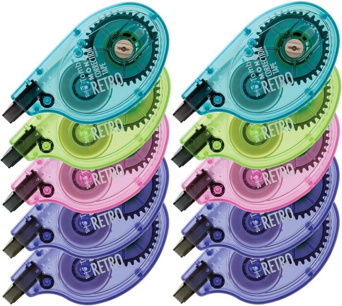 Tombow 68723 MONO Original Correction Tape, Asst RetroColor Applicators, 1/6-Inch x 394-Inch, 10/Pack - Image 6