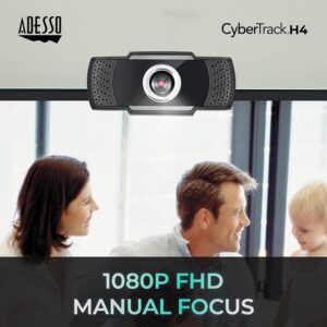 ADESSO CyberTrack H4 Webcam 1080P HD USB Webcam with Built-in Microphone, Black - Image 3