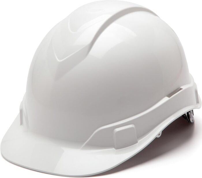 Pyramex Safety Ridgeline Cap Style Hard Hat, 6-Point Ratchet Suspension, White, One Size (HP46110)