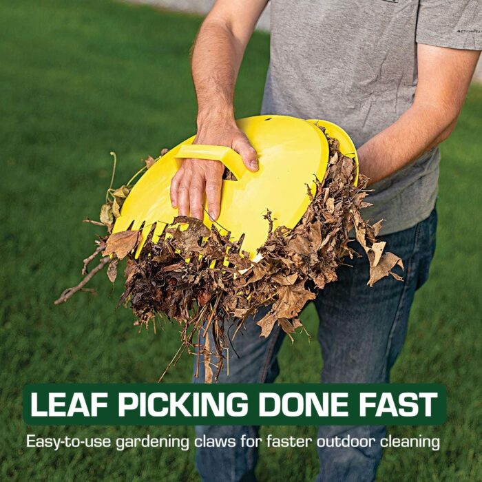 Rugg Original Leaf Scoops, Large Size Hand Rake Claws for Debris & Yard Waste Pick Up, Yellow, (One Pair) - Image 3