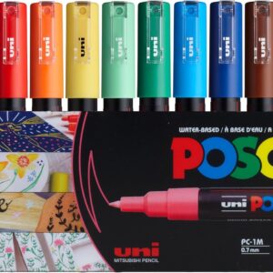 12 Posca Paint Markers, 1M Markers with Extra Fine Tips, Posca Marker Set of Acrylic Paint Pens | for Art Supplies, Fabric Paint, Markers for Art