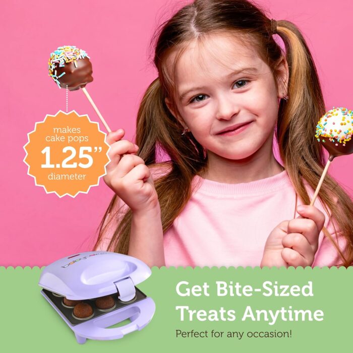 Babycakes Mini Cake Pop Maker by Select Brands - Easy-to-Use Machine - Recipes Included - Non-Stick Coating, Non-Skid Feet & Power Light - Makes 9 Cake Pops - Image 3