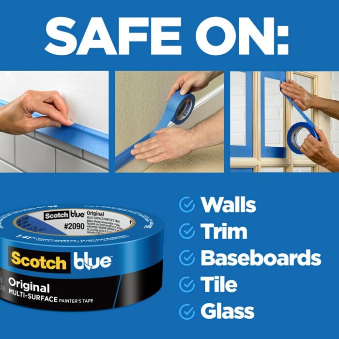 ScotchBlue Original Multi-Surface Painters Tape, 2 Inch Wide (1.88 In. x 60 Yds), 6 Rolls Blue Paint Tape Protects Surfaces & Removes Easily, Masking Tape for Indoor and Outdoor Use (2090-48TP6) - Image 4
