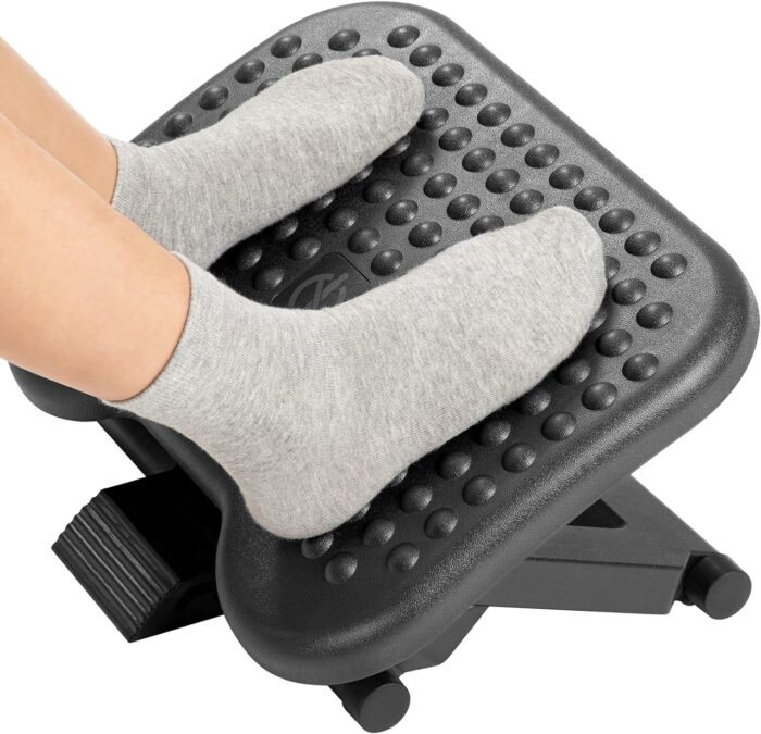 Work with Massage, Foot Stool Under Desk with 3 Height Position & 30 Degree Tilt Angle Adjustment for Home, Office