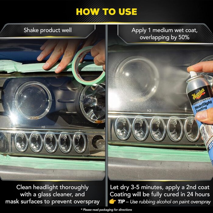 Meguiar's Keep Clear Headlight Coating - Durable, Long-Lasting Protection Prevents Oxidation and Prevents Yellowing for a Year - Easy Application - 4 Oz Aerosol - Image 3