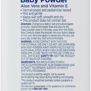 Pure Cornstarch Baby Powder Aloe and Vitamin E (22 oz - 2 Pack) - Image 5