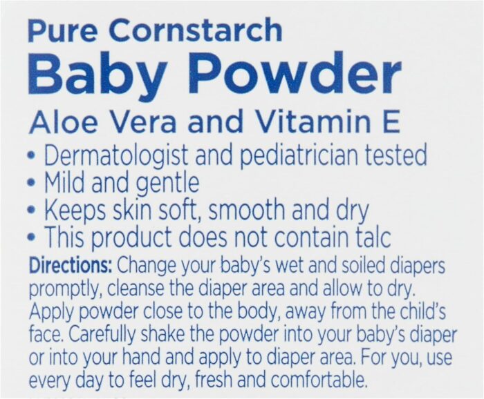 Pure Cornstarch Baby Powder Aloe and Vitamin E (22 oz - 2 Pack) - Image 4