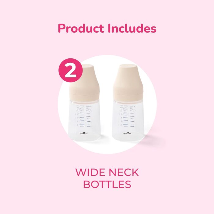 Spectra - Wide Neck Baby Bottles - Compatible with Spectra Breast Milk Pump Flanges (Pack of 2) - Image 2