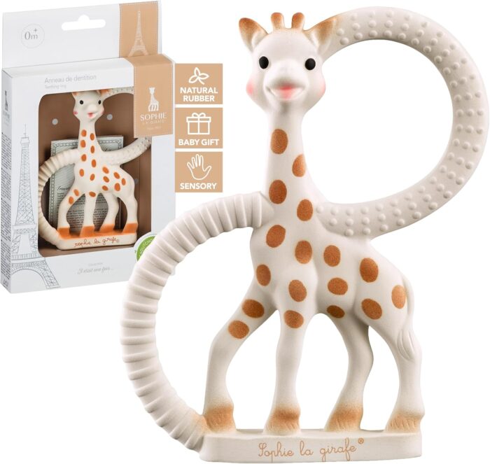 Sophie la girafe | Teething Ring | Made from Natural Rubber | Designed for Teething Babies | Awaken All 5 Senses | Easy to Clean