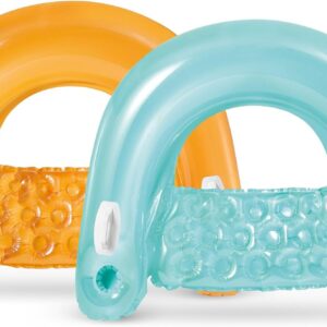 Intex 58859EP Sit 'N Float Inflatable Pool Float: Pool Lounge with Built-in Cup Holders – Heavy-Duty Handles – 220lb Weight Capacity – 58" x 39" – Colors May Vary